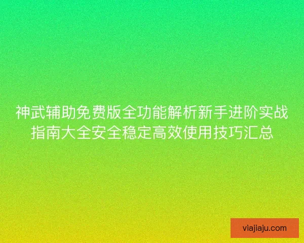 神武辅助免费版全功能解析新手进阶实战指南大全安全稳定高效使用技巧汇总 神武辅助免费版全功能解析新手进阶实战指南大全安全稳定高效使用技巧汇总