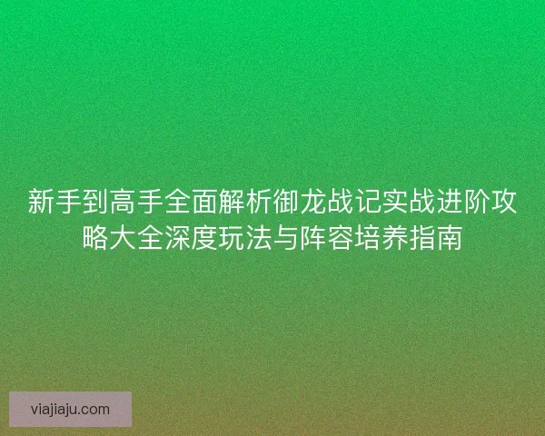 新手到高手全面解析御龙战记实战进阶攻略大全深度玩法与阵容培养指南